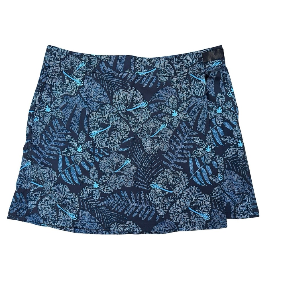 RIPSKIRT Hawaii Length 2 Wrap Skirt Maui Moonlight Blue Floral XL Beach Resort
